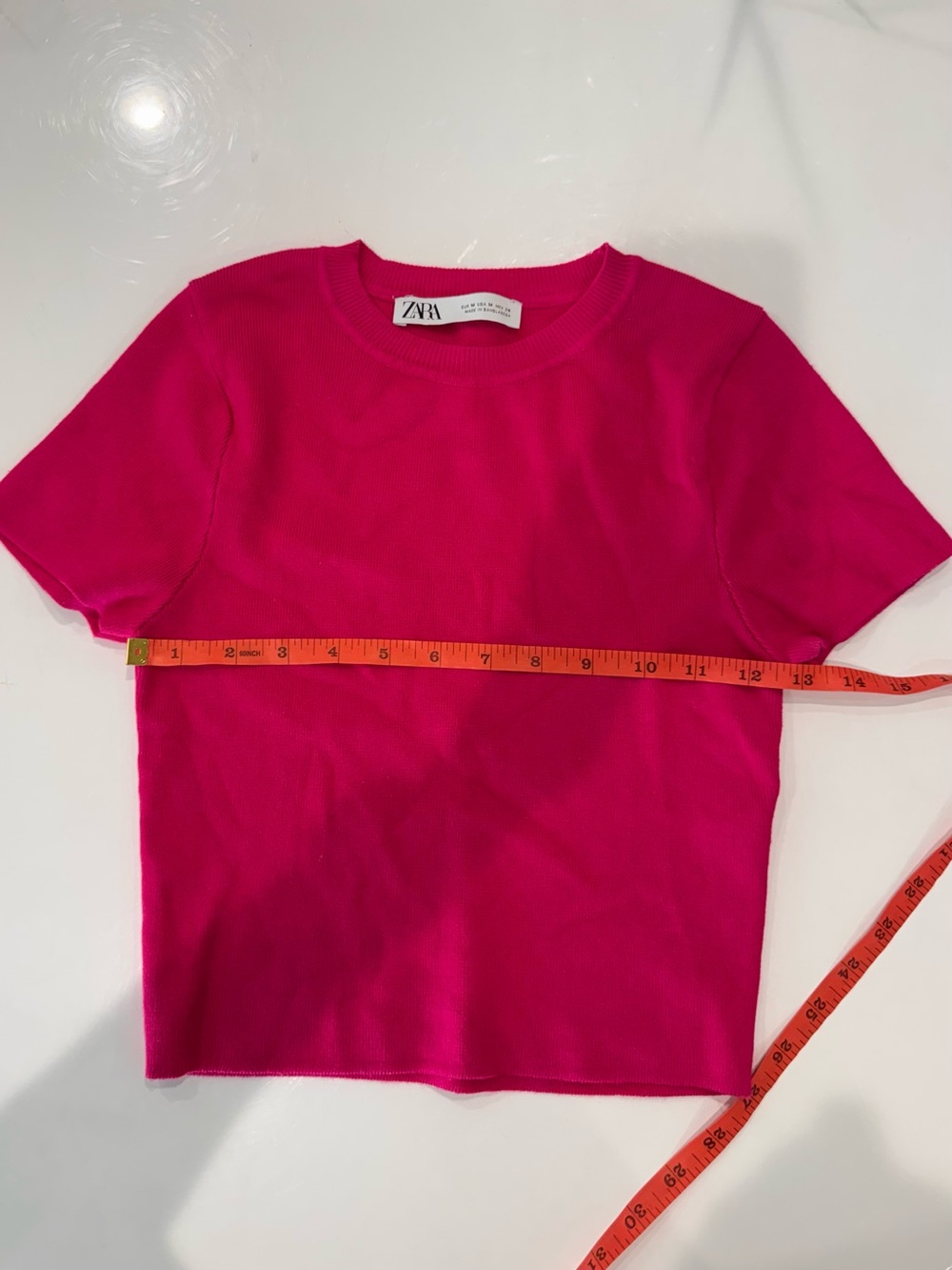 Zara Bright Fuchsia Short Sleeve Ribbed Tee